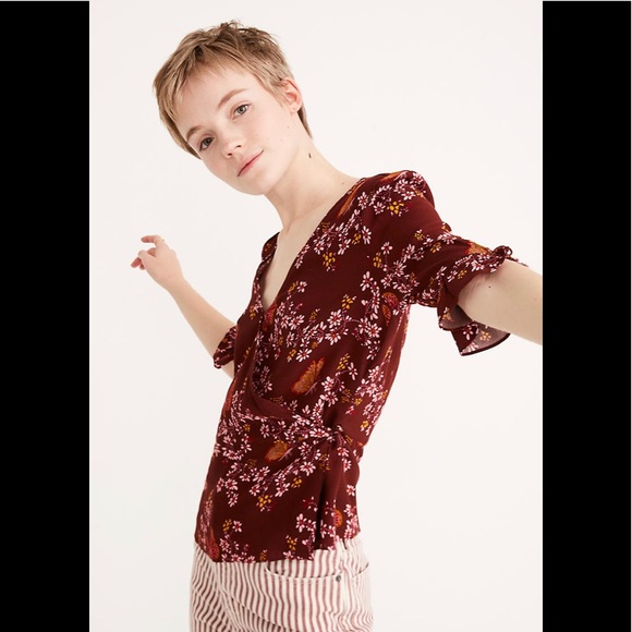 Madewell tie-sleeve wrap top Butterfly sanctuary - Picture 3 of 8